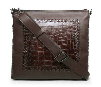 Bottega Veneta croco leather messenger bag 16051 brown - Click Image to Close